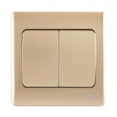 British General BG CHAMPAGNE Neo Slimline 10A 2 GANG 2 WAY Rocker Switch (PCCH42W)